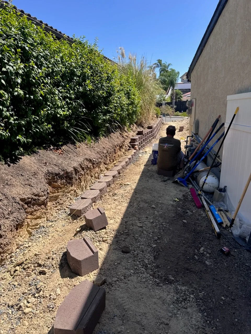 Handyman landscaping and retaining wall project by Fix-It Bear Construction